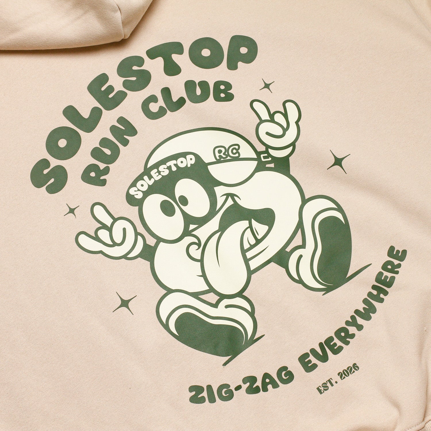 Solestop Run Club Zig-Zag Everywhere Zip Up Hoodie Apricot