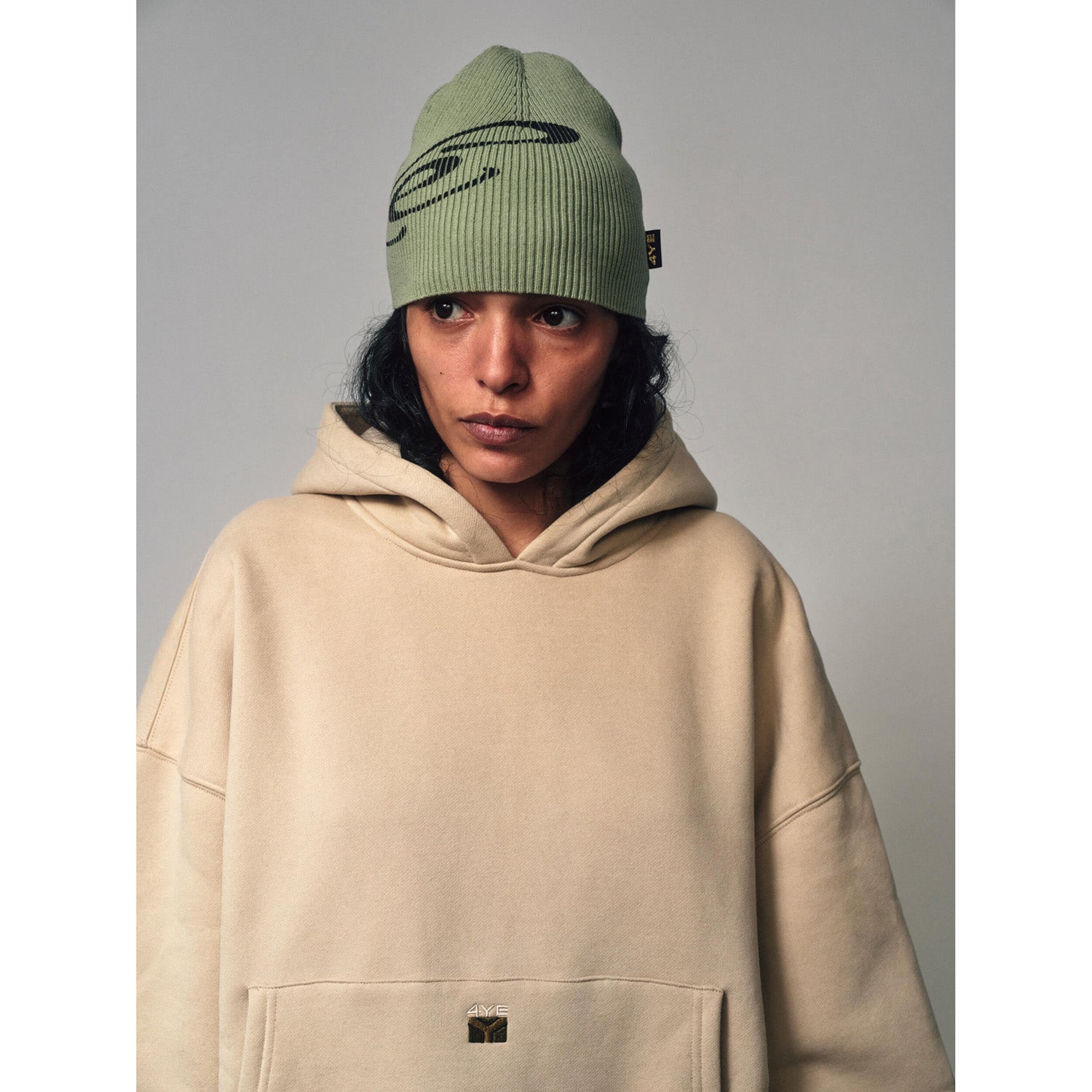 4YE Signature Ribbed Beanie - Green/Black