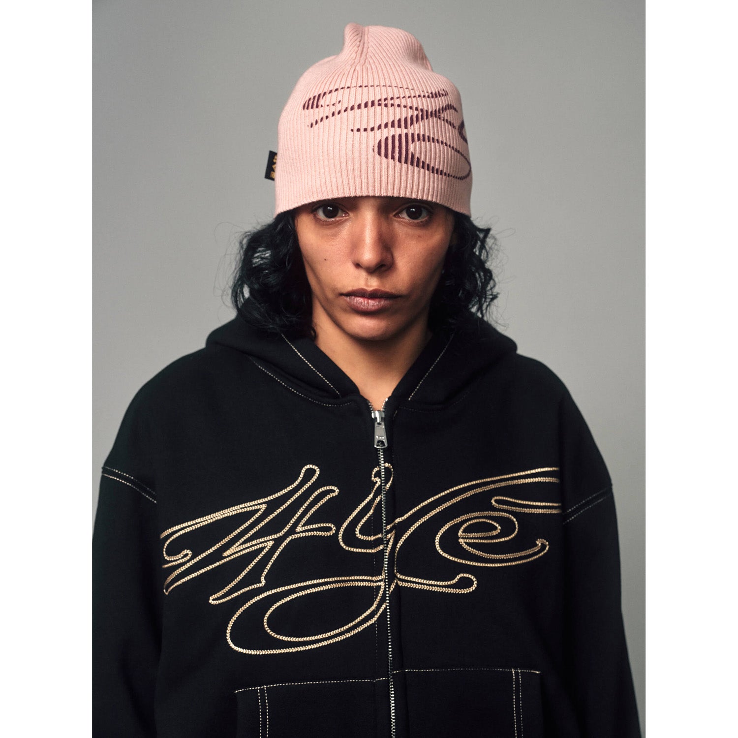 4YE Signature Ribbed Beanie - Pink/Maroon