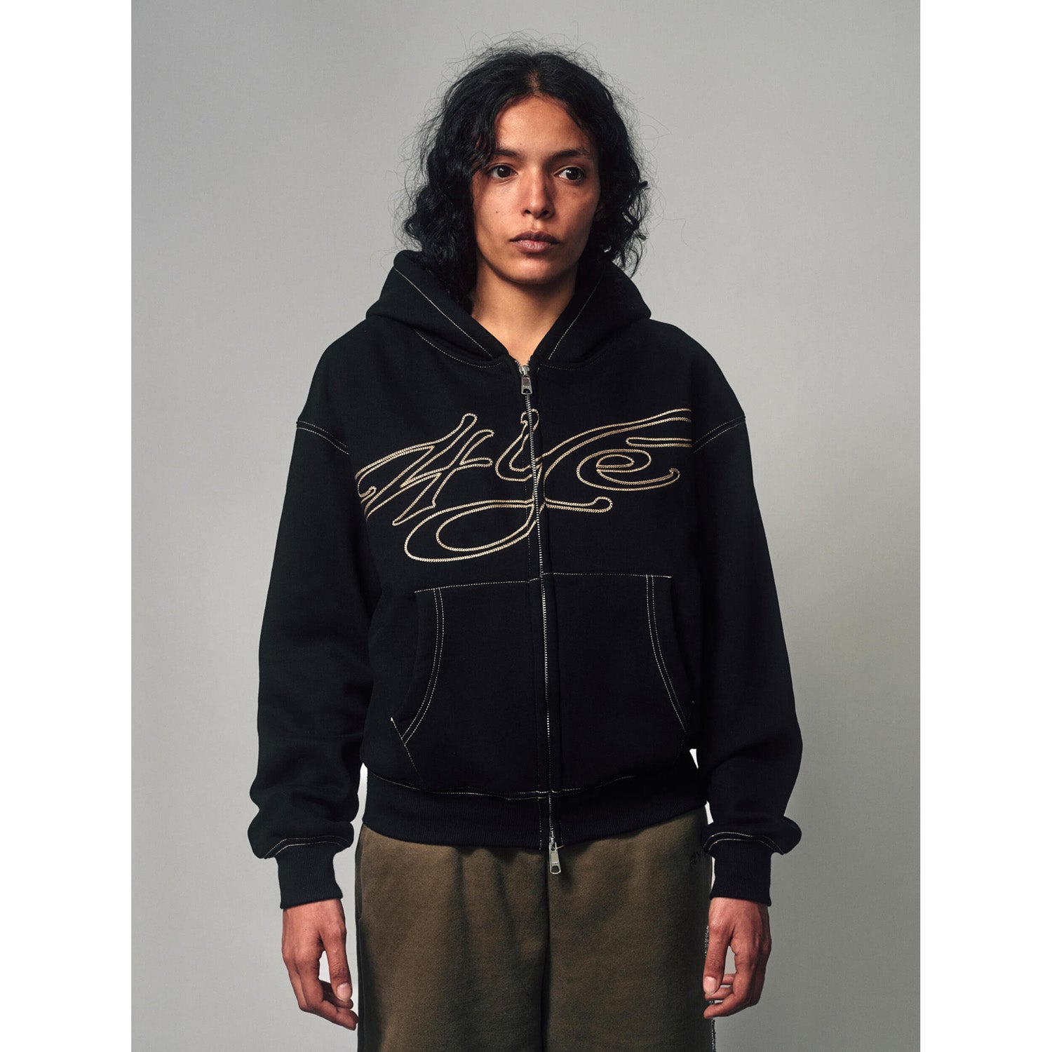 4YE Signature Zip Hoodie - Black/Gold