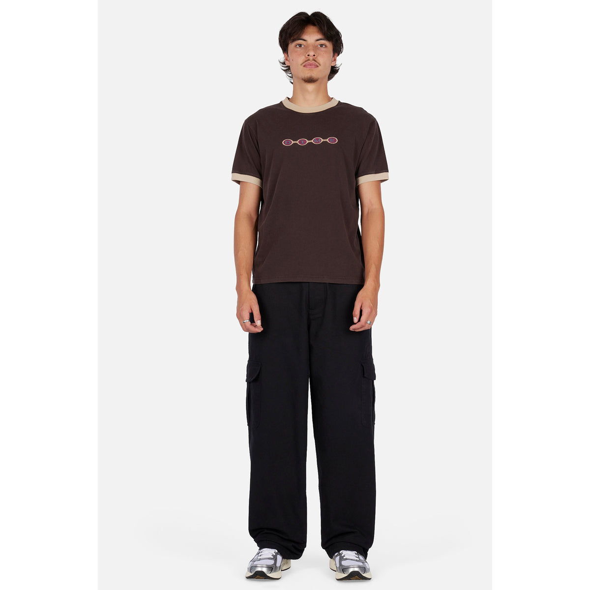 Dime Space Ringer T-Shirt Brown