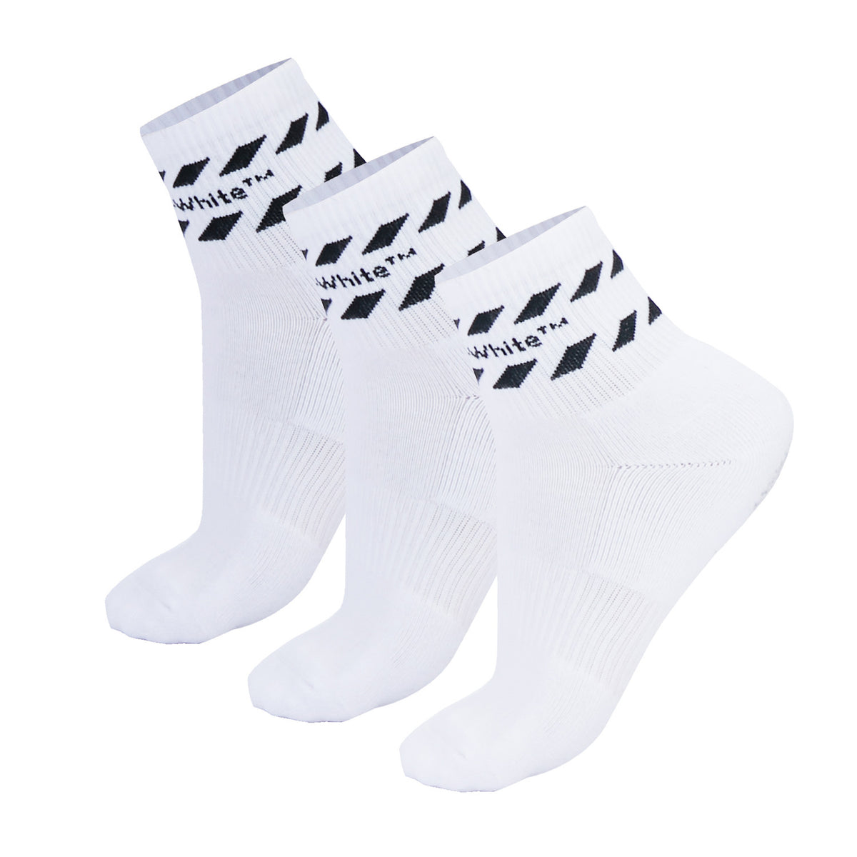 L/AB c/o Off-White Stripes Diags Below the Calf Quarter Socks White - 3PK Main image