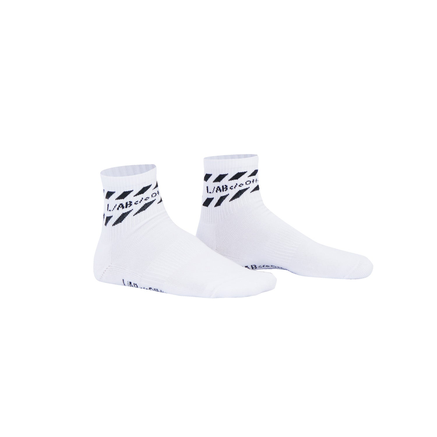 L/AB c/o Off-White Stripes Diags Below the Calf Quarter Socks White - 3PK Secondary image