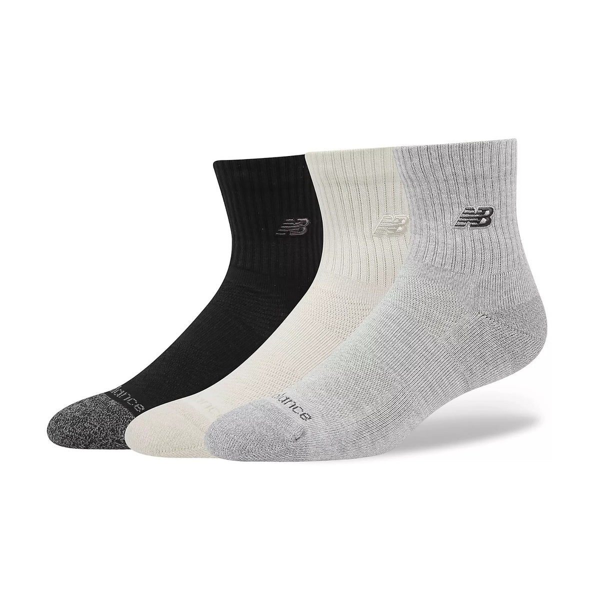 New Balance Active Premium QTR Socks 3 Pack Black/Multi/Sea Salt