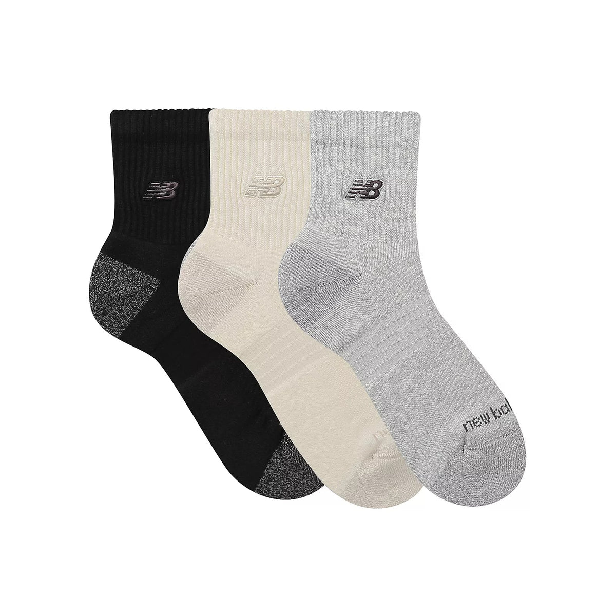 New Balance Active Premium QTR Socks 3 Pack Black/Multi/Sea Salt