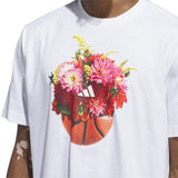 Adidas Basketball Men Floral Hoops Graphic Tee White IN6373 - T - SHIRTS Canada