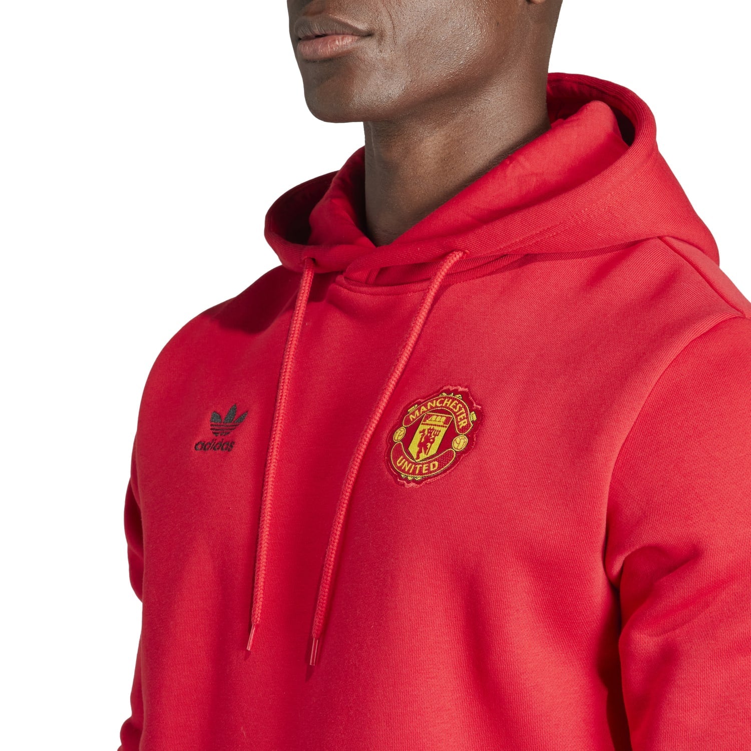 adidas men manchester united essentials trefoil hoodie red ik8706 704
