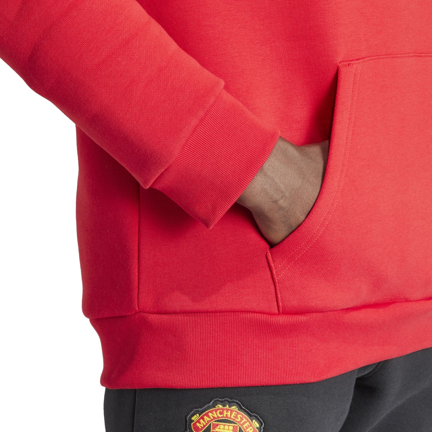 adidas men manchester united essentials trefoil hoodie red ik8706 908