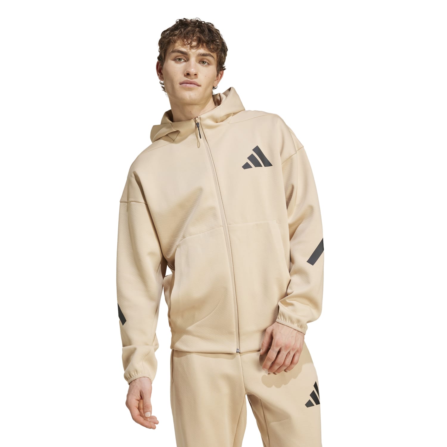 Adidas Men Z.N.E. Full Zip Hooded Track Jacket Beige JF2445 Secondary image