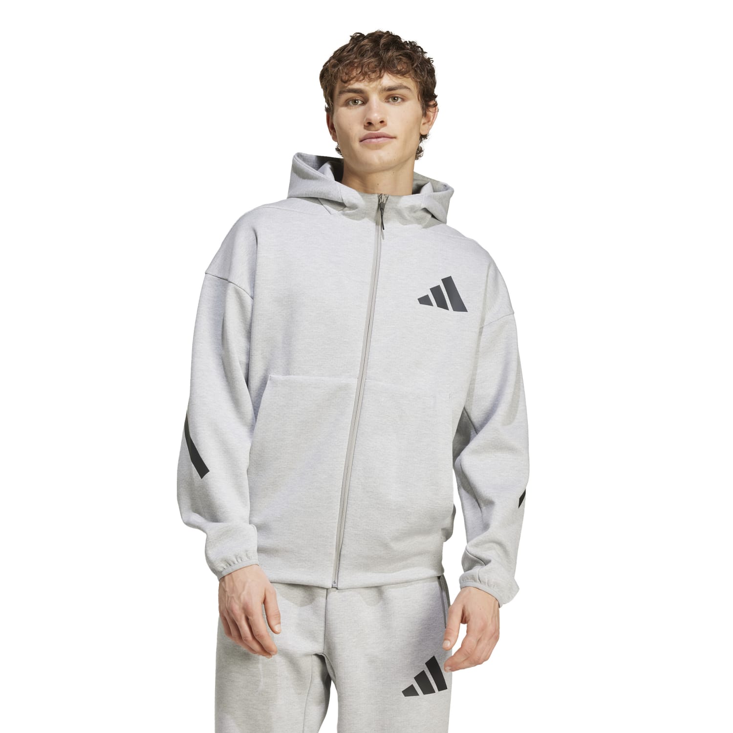 Adidas Men Z.N.E. Full Zip Hooded Track Jacket Grey JF2450 Secondary image