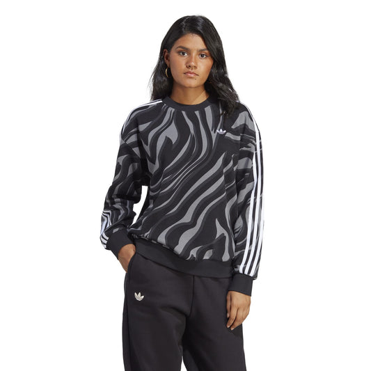 Adidas Women AOP Sweatshirt Black IJ8188 - SWEATERS - Canada