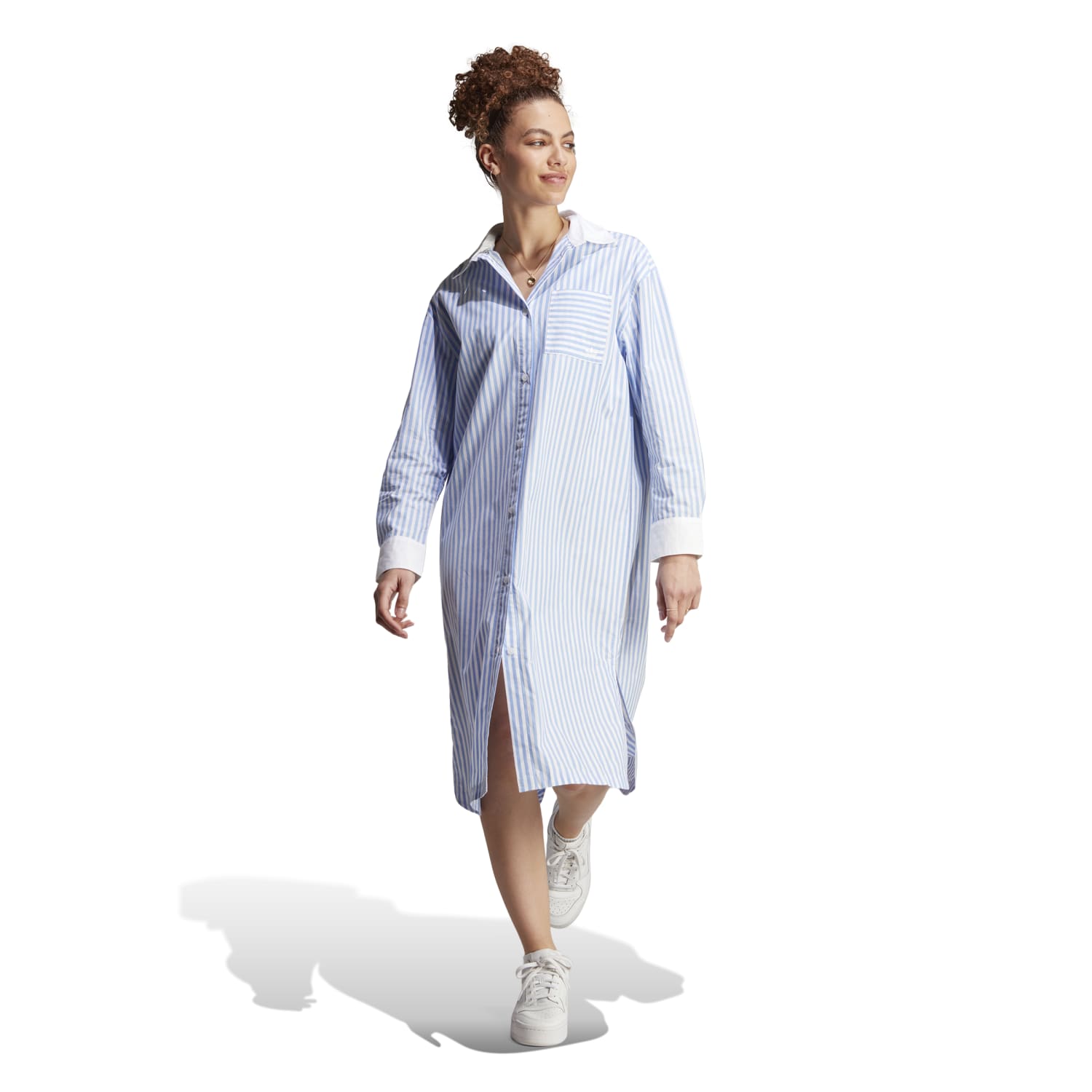 Adidas Women ESS Shirt Dress White Blue IC5296 Secondary image