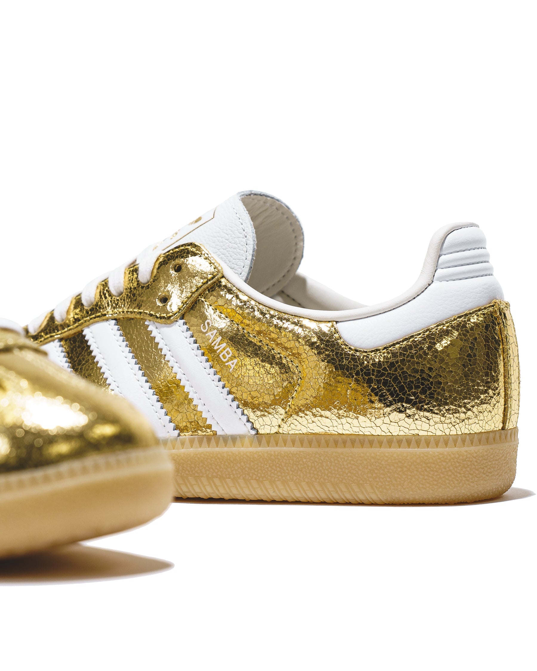 Adidas Women Samba OG Gold Metallic Cracked Leather KI5719 - FOOTWEAR - Canada