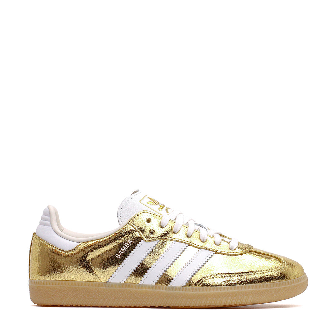 Adidas Women Samba OG Gold Metallic Cracked Leather KI5719 - FOOTWEAR - Canada