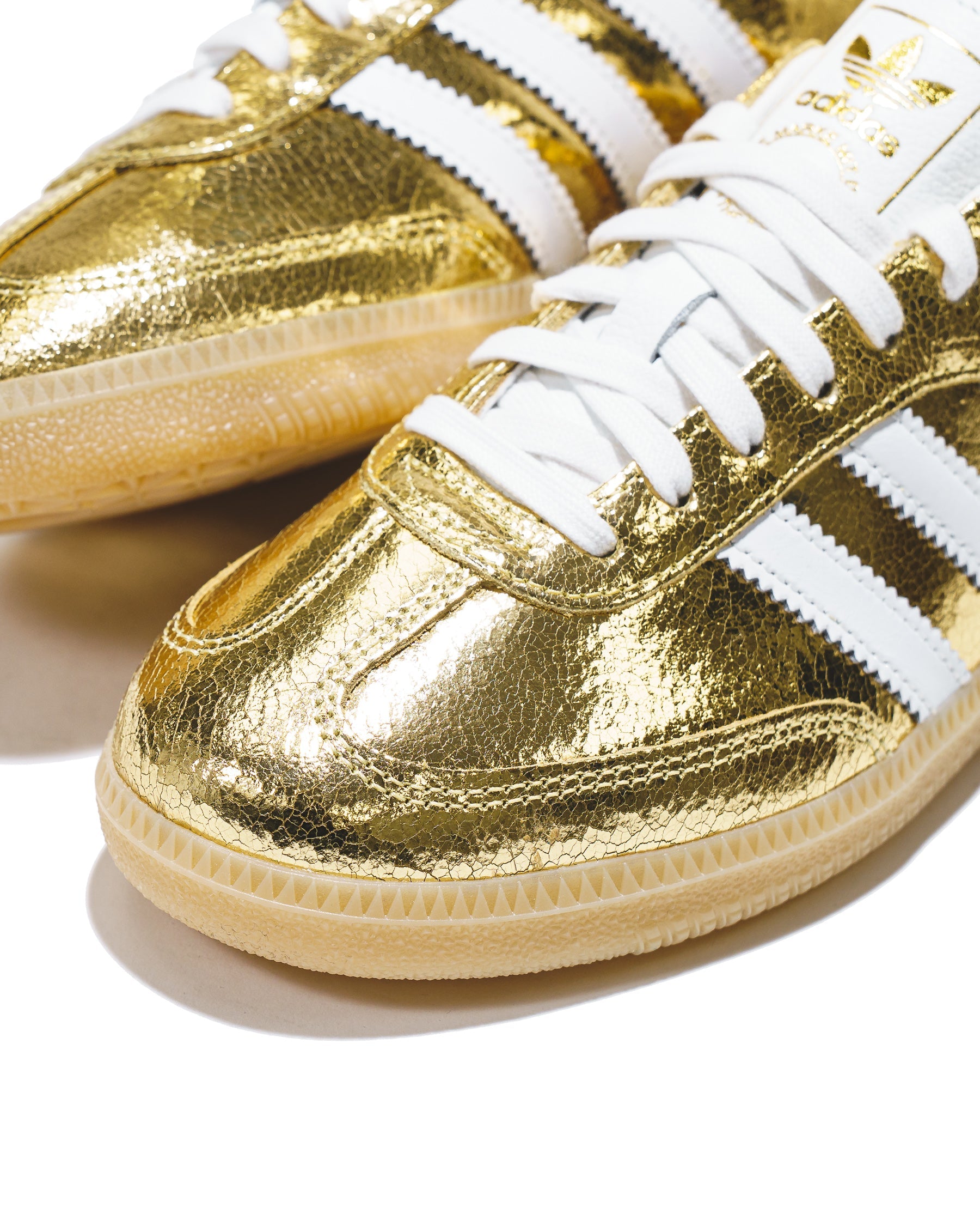 Adidas Women Samba OG Gold Metallic Cracked Leather KI5719 - FOOTWEAR - Canada