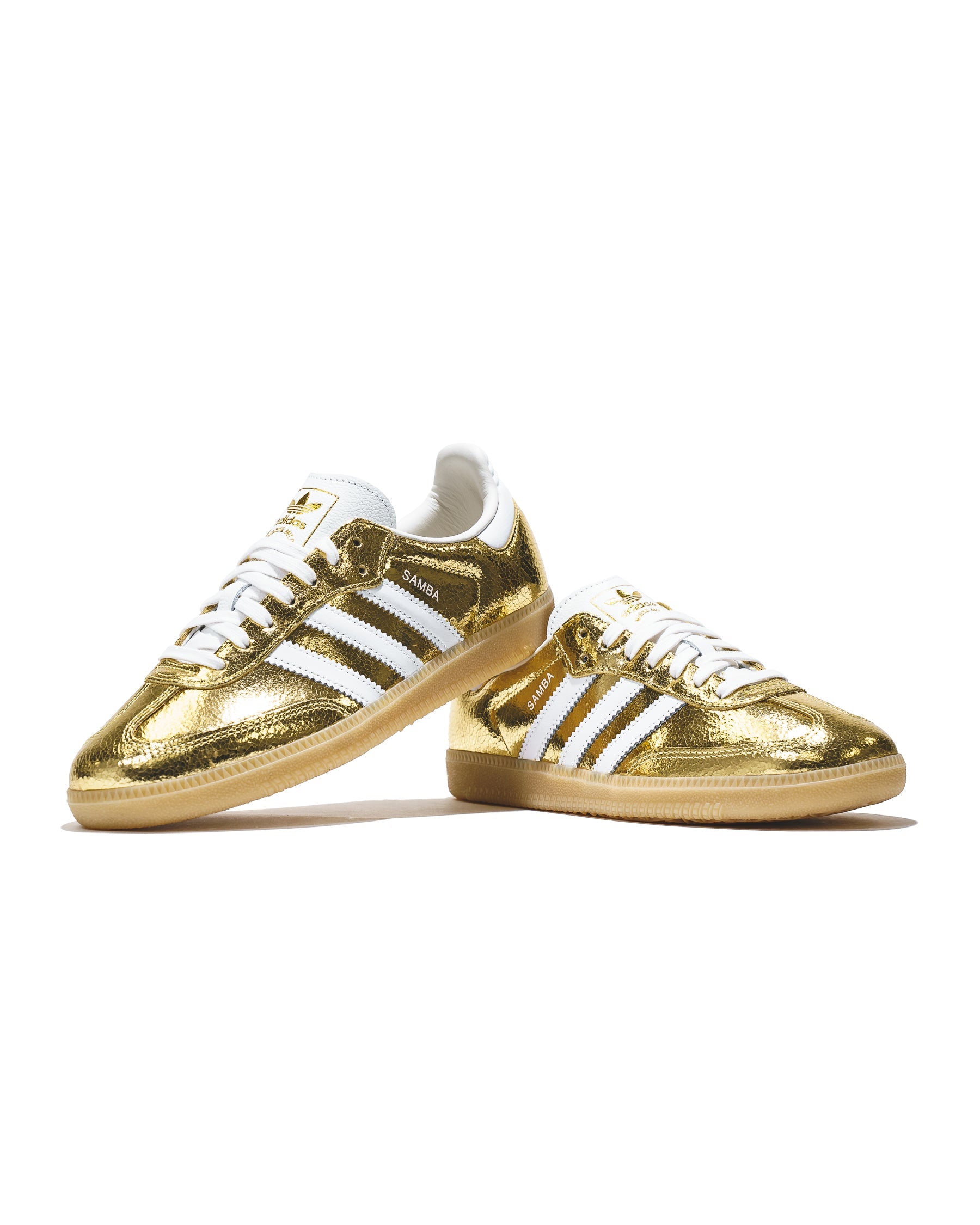 Adidas Women Samba OG Gold Metallic Cracked Leather KI5719 - FOOTWEAR - Canada