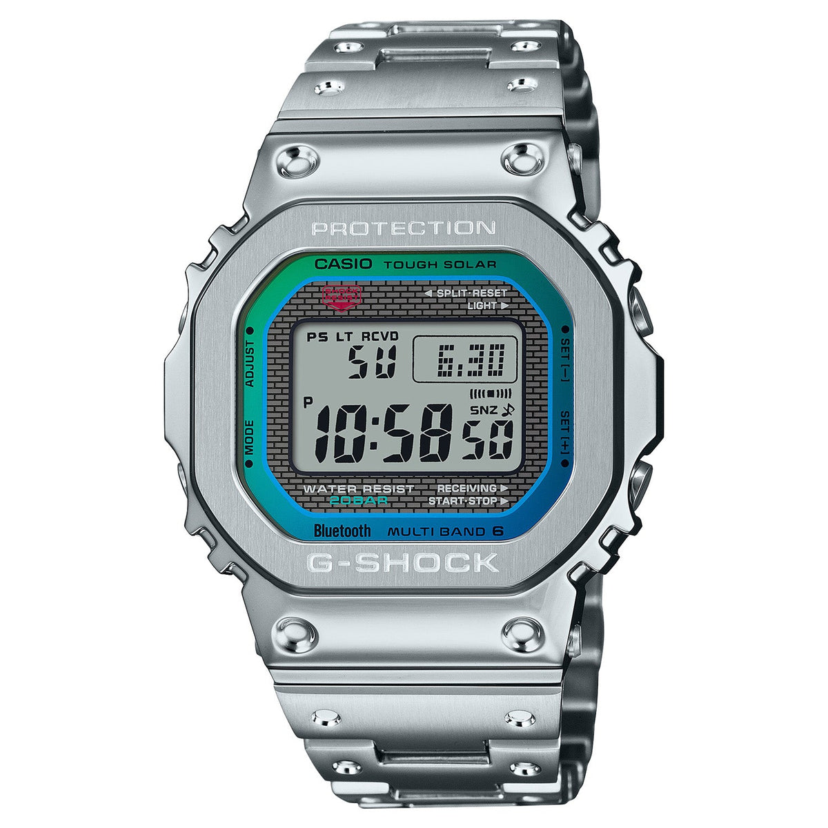 Casio G-Shock 5000 Full Metal Silver Blue Green GMWB5000PC-1 - ACCESSORIES - Canada Main image