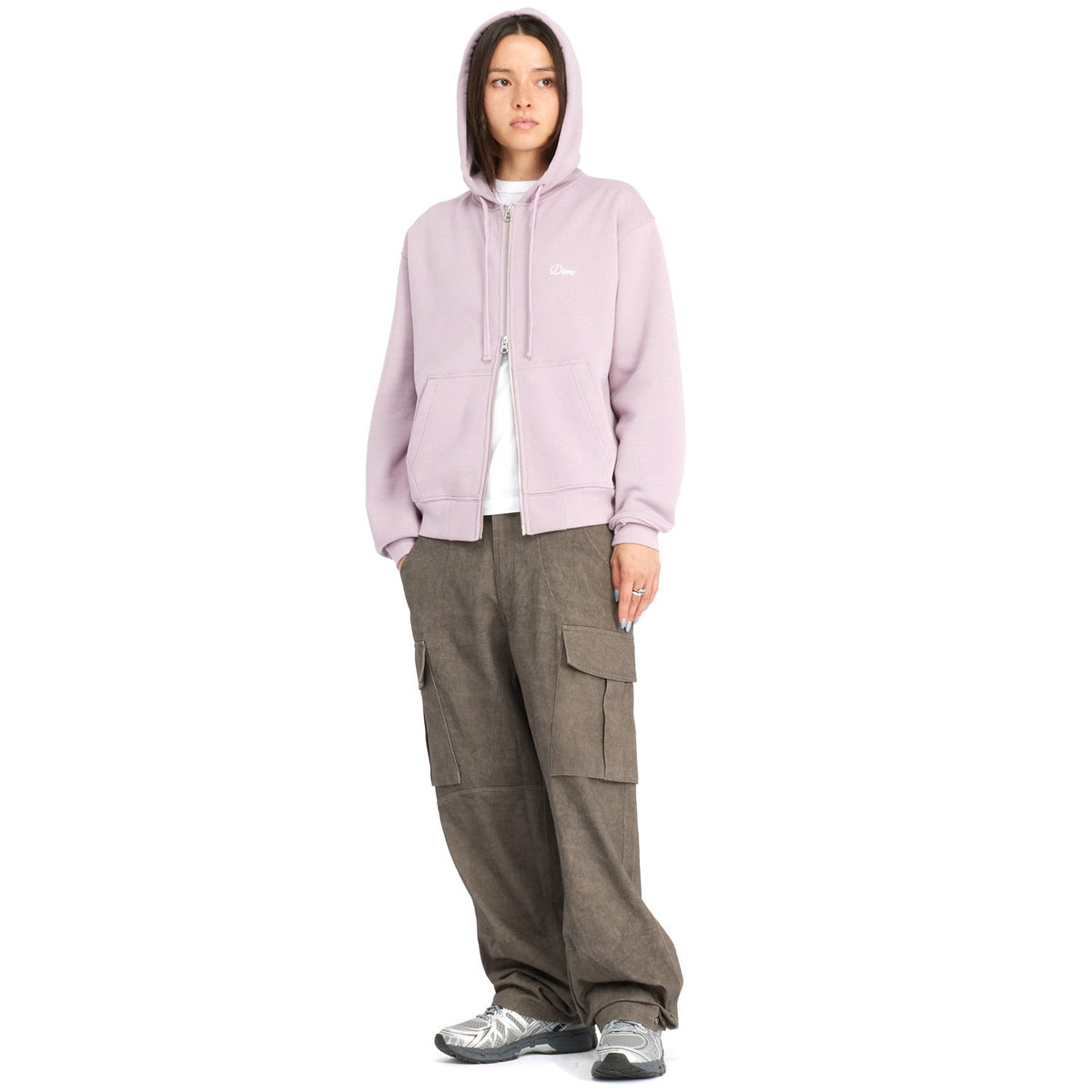 Dime Cursive Small Logo Zip Hoodie Mauve - SWEATERS - Canada