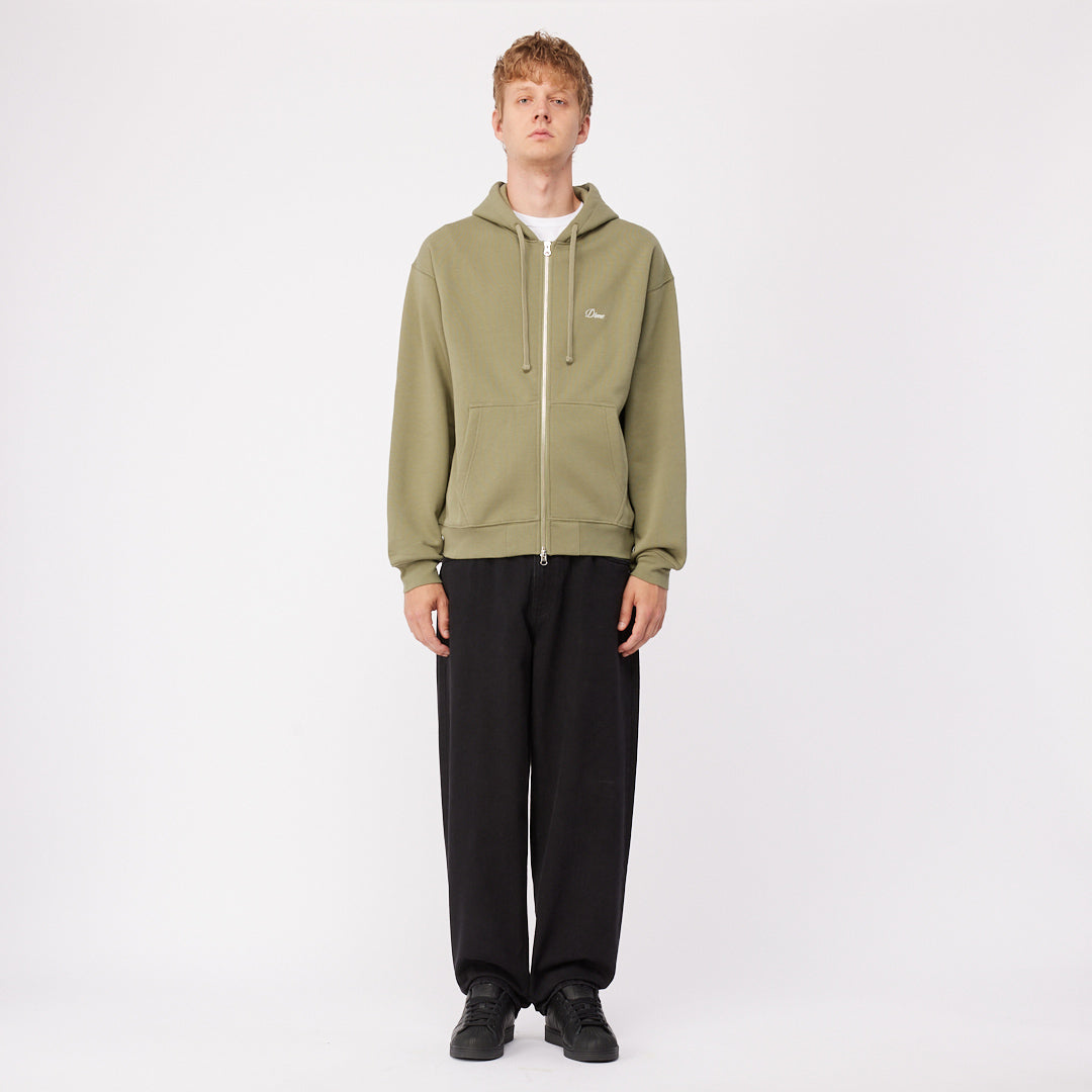 Dime Cursive Zip Hoodie Army Green SWEATERS Canada