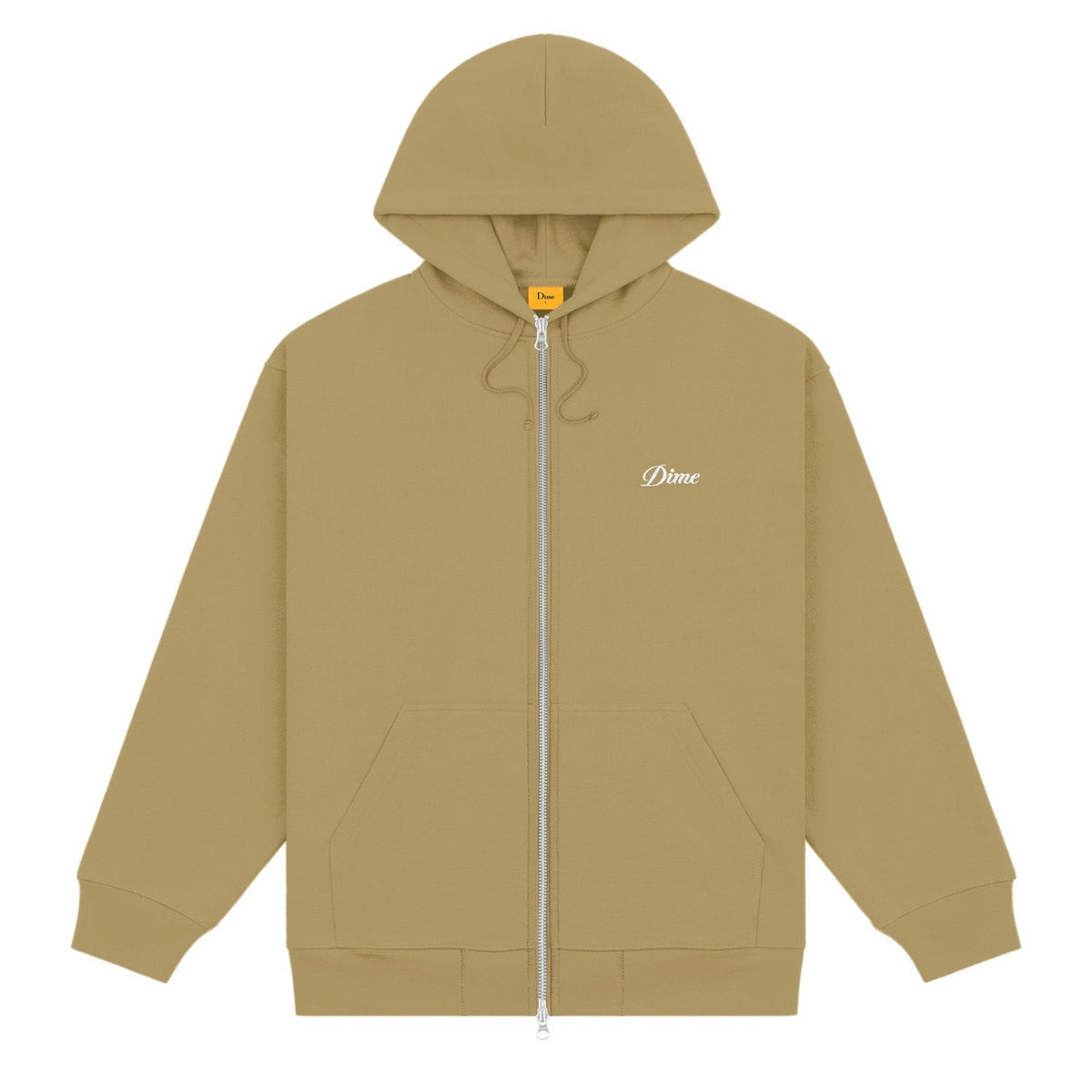 Dime Men Cursive Small Logo Zip-Hoodie Oak - SWEATERS - Canada