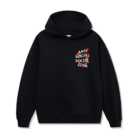 Anti Social Social Club Embroidered Rose Kkotch Hoodie Black