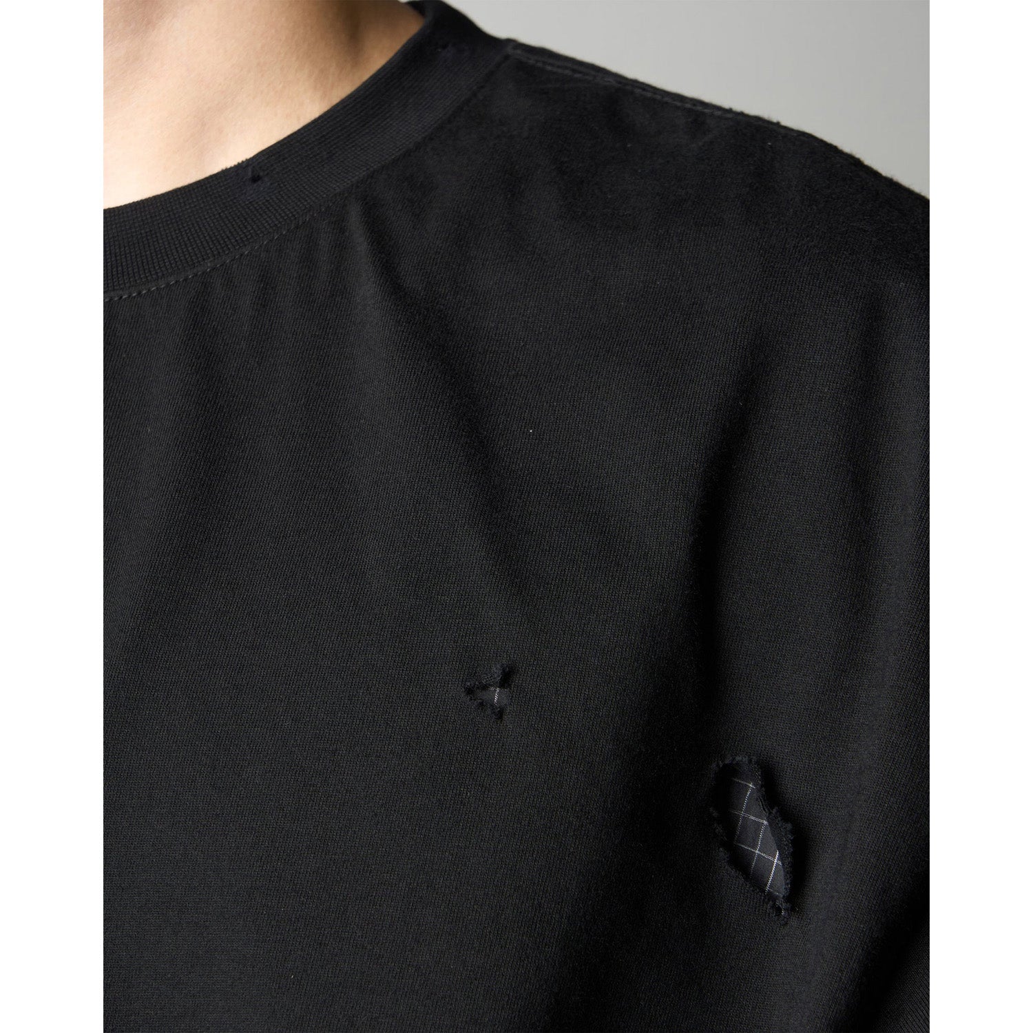 LAKH Distressed Patch Layering Tee Black - T-SHIRTS - Canada