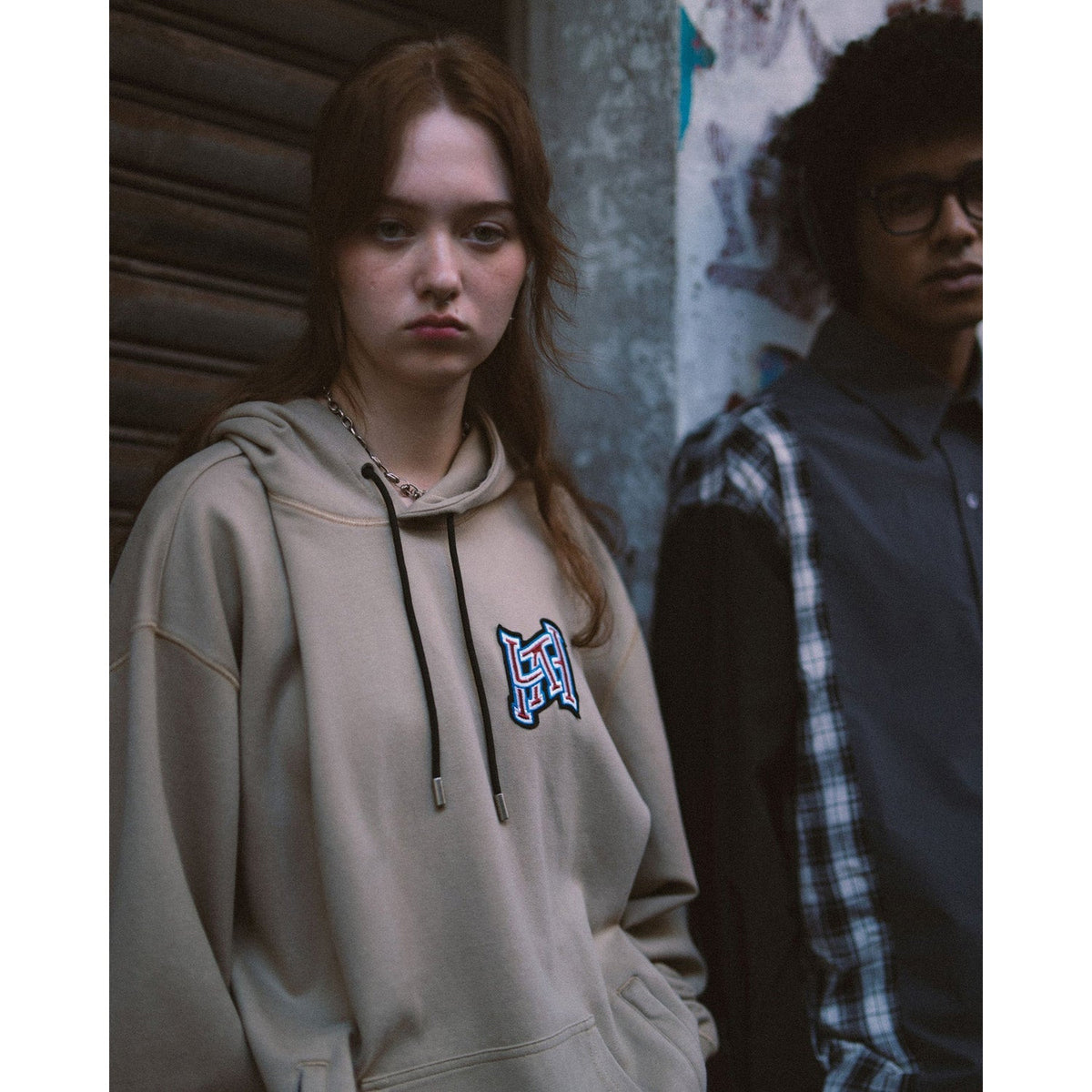 LAKH Embroidery Hooded Sweatshirt Ash - SWEATERS - Canada