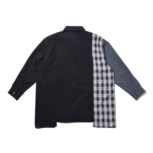 LAKH Paneled Patchwork Long Shirt Black - TOPS - Canada
