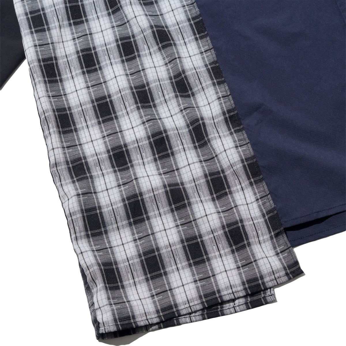 LAKH Paneled Patchwork Long Shirt Navy - TOPS - Canada