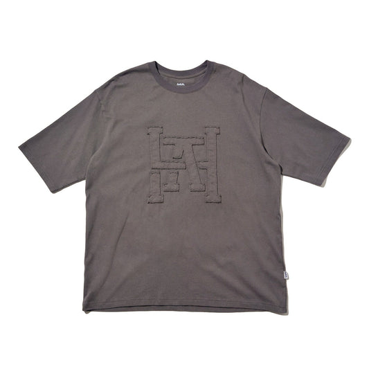 LAKH Patchwork Logo Half Sleeve Tee Grey - T-SHIRTS - Canada