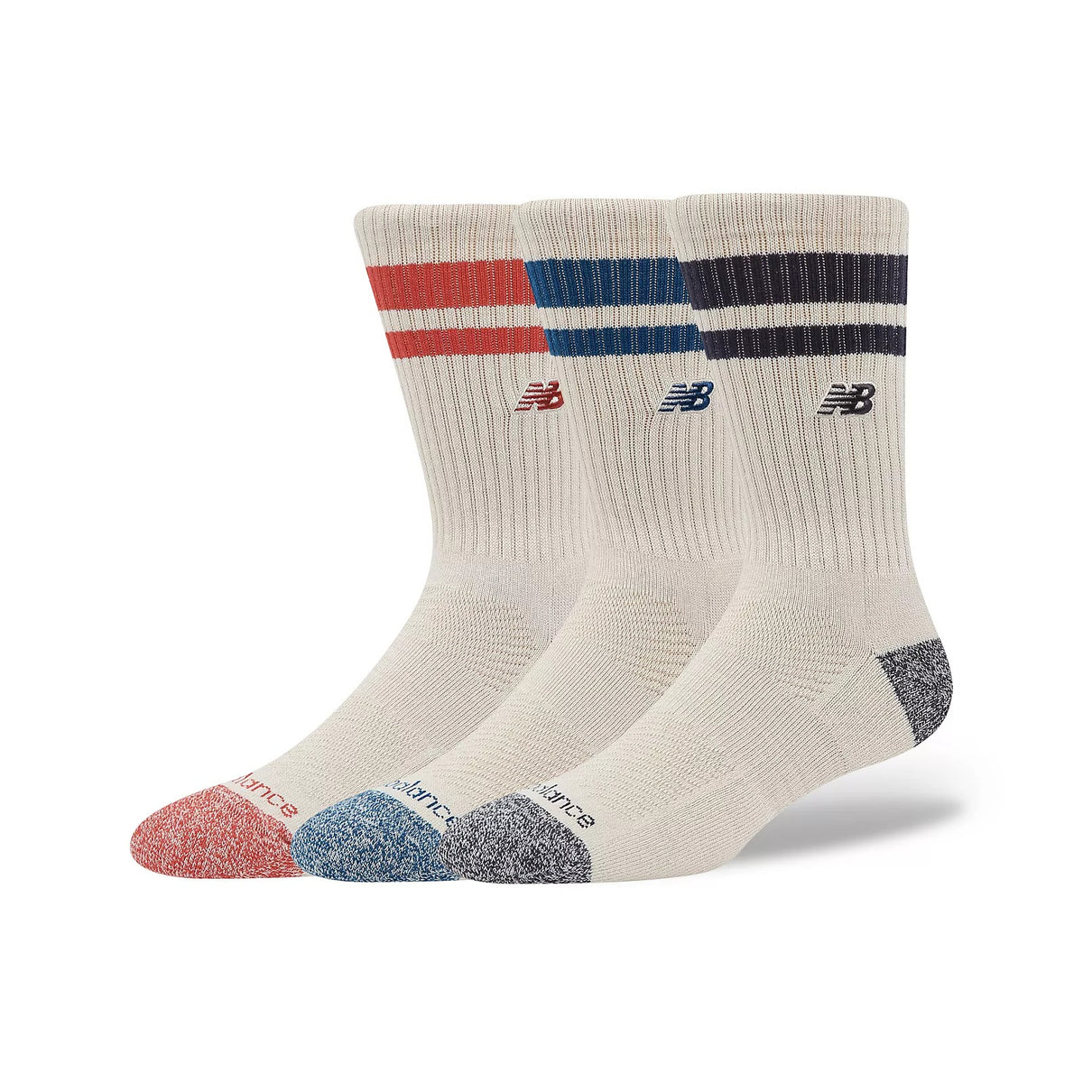 New Balance Active Premium Stripe Crew Socks 3 Pack Multi