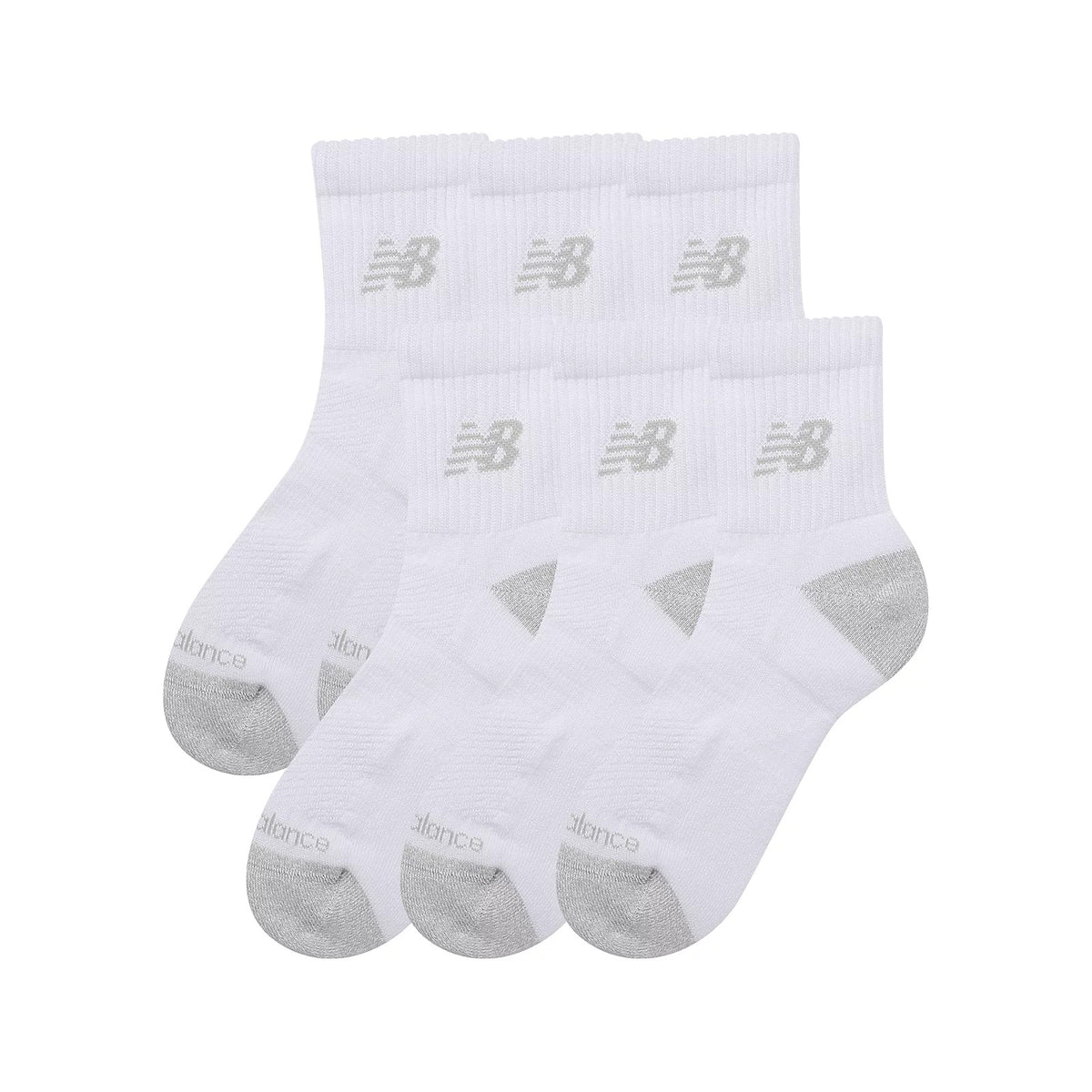 New Balance Active QTR Socks 6 Pack White