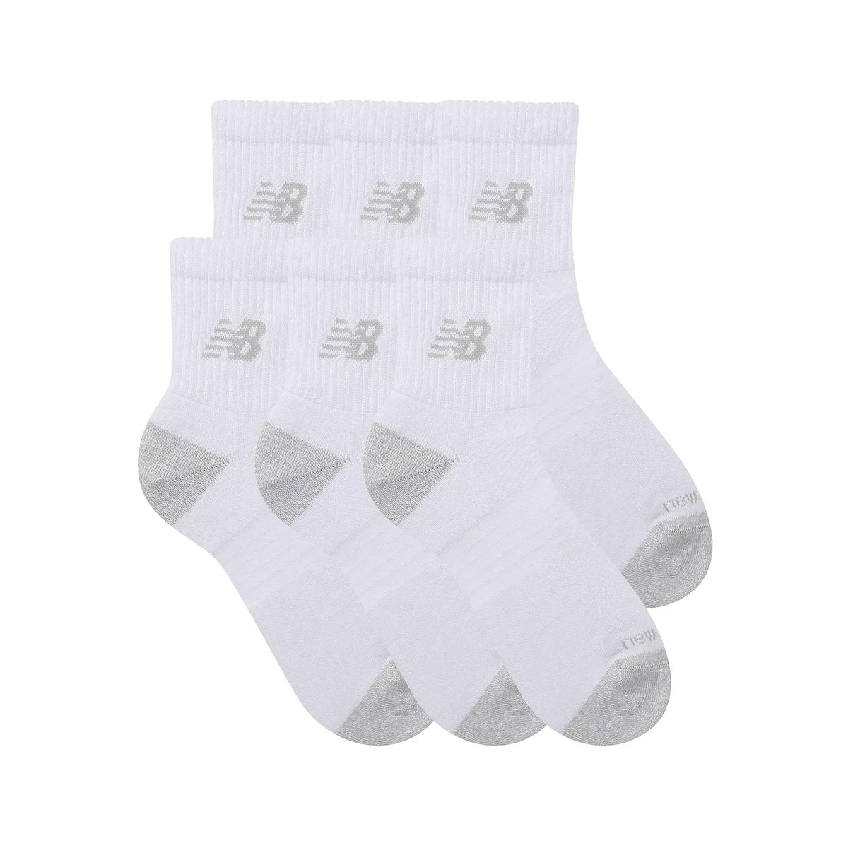 New Balance Active QTR Socks 6 Pack White