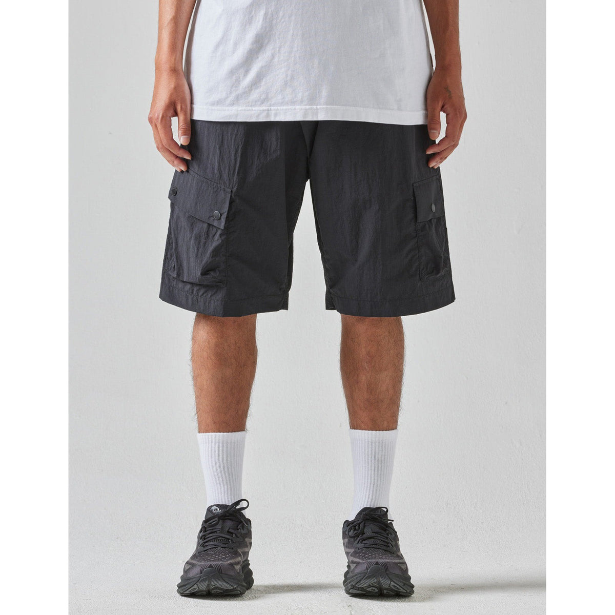 Maharishi Men Veg Dyed Asym Cargo Track Shorts Black - Canada