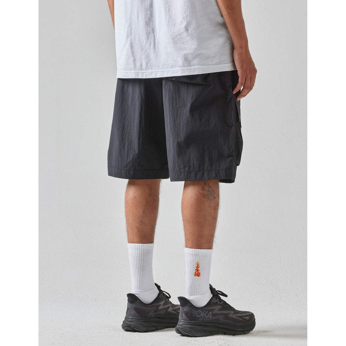 Maharishi Men Veg Dyed Asym Cargo Track Shorts Black - Canada