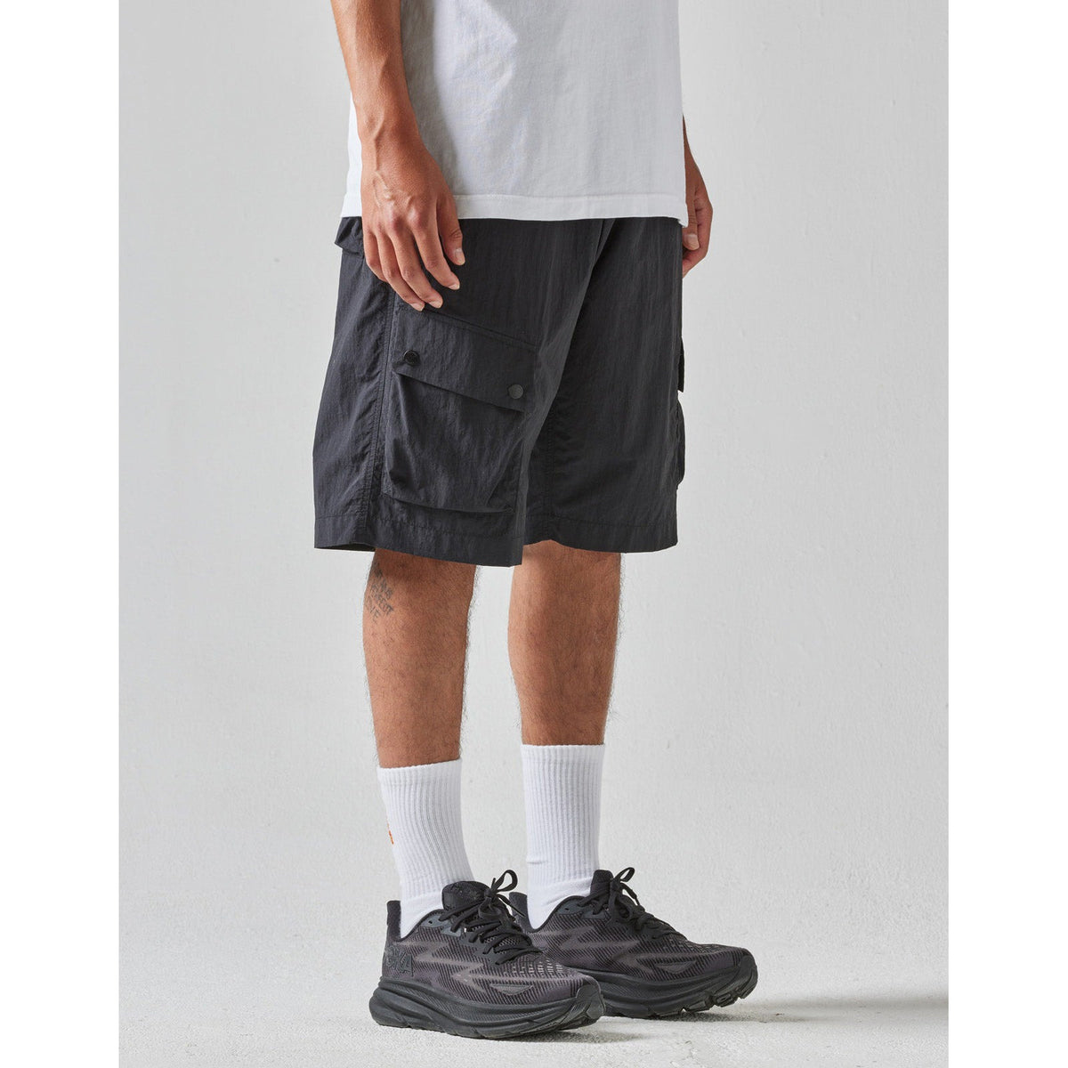 Maharishi Men Veg Dyed Asym Cargo Track Shorts Black - Canada
