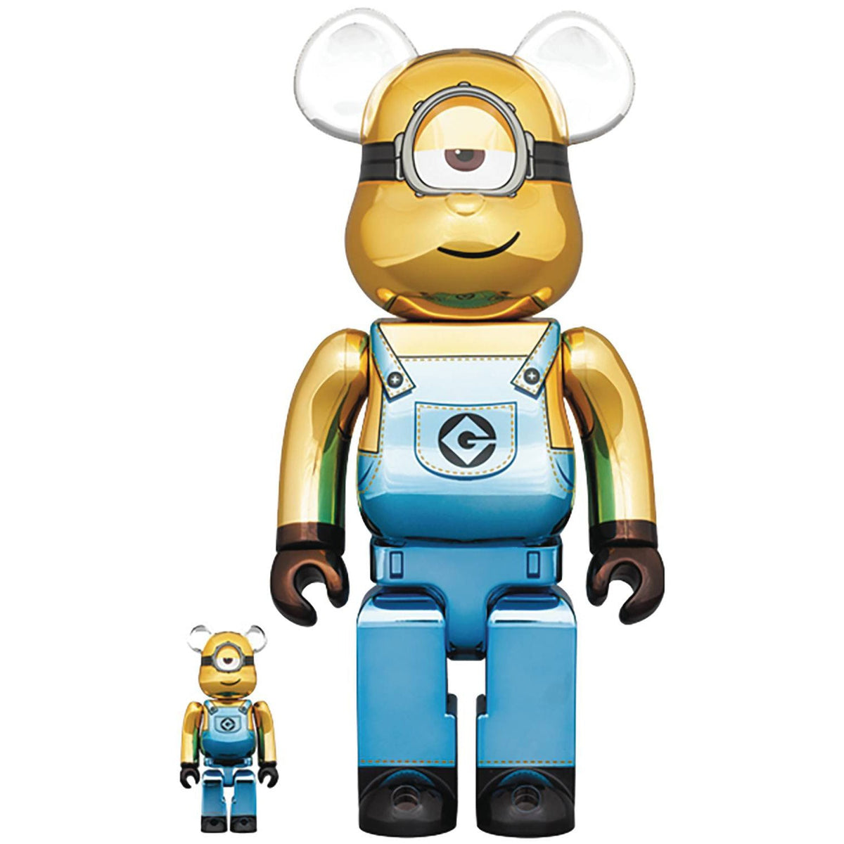 Medicom Japan Minions Stuart Chrome 100% & 400% Bearbrick JUL228360I - COLLECTIBLES - Canada Main image
