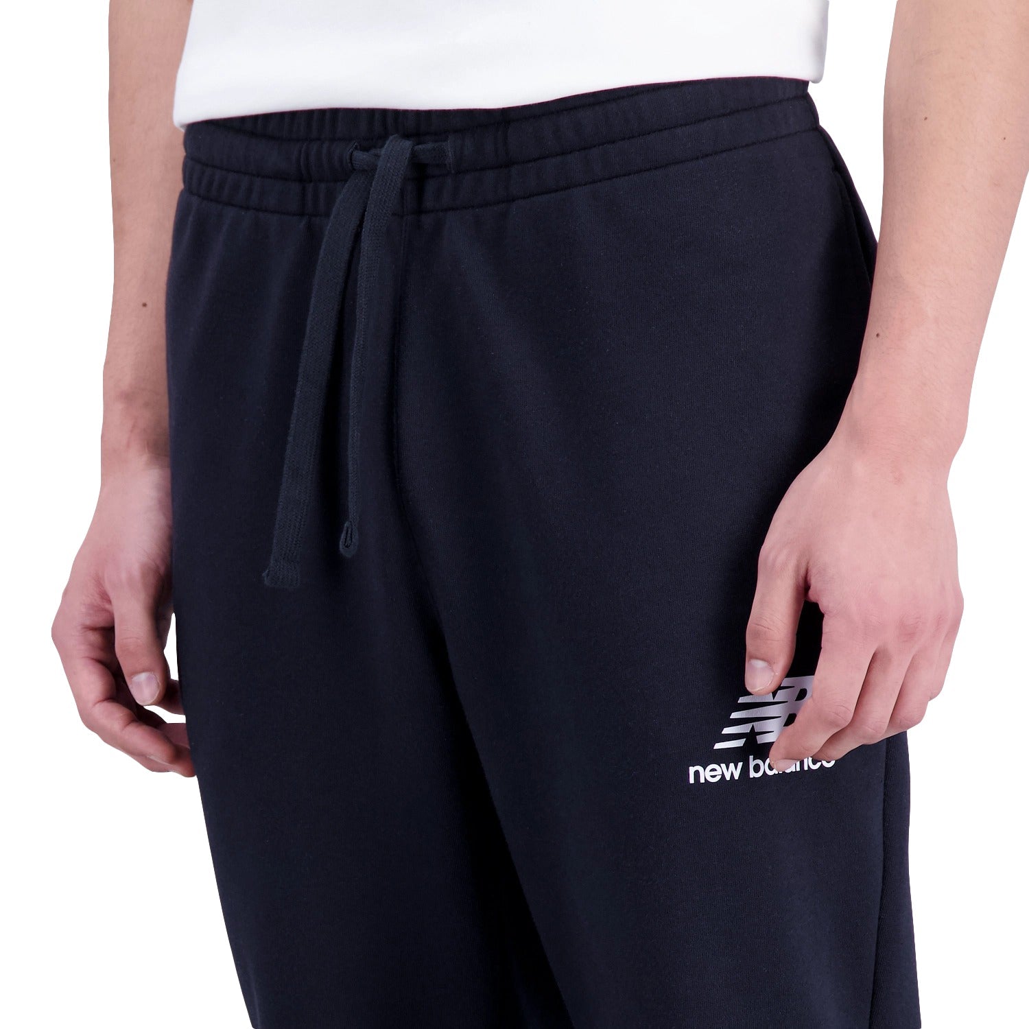 New Balance Men Essentials Stacked Logo French Terry Sweatpant Black MP31539-BLK - BOTTOMS - Canada