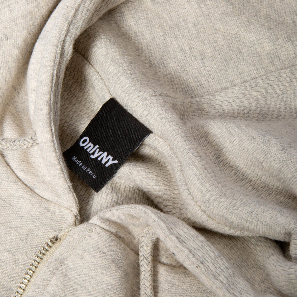 Only NY Thermal Waffle Lined Zip Hoodie Oatmeal Heather - SWEATERS - Canada
