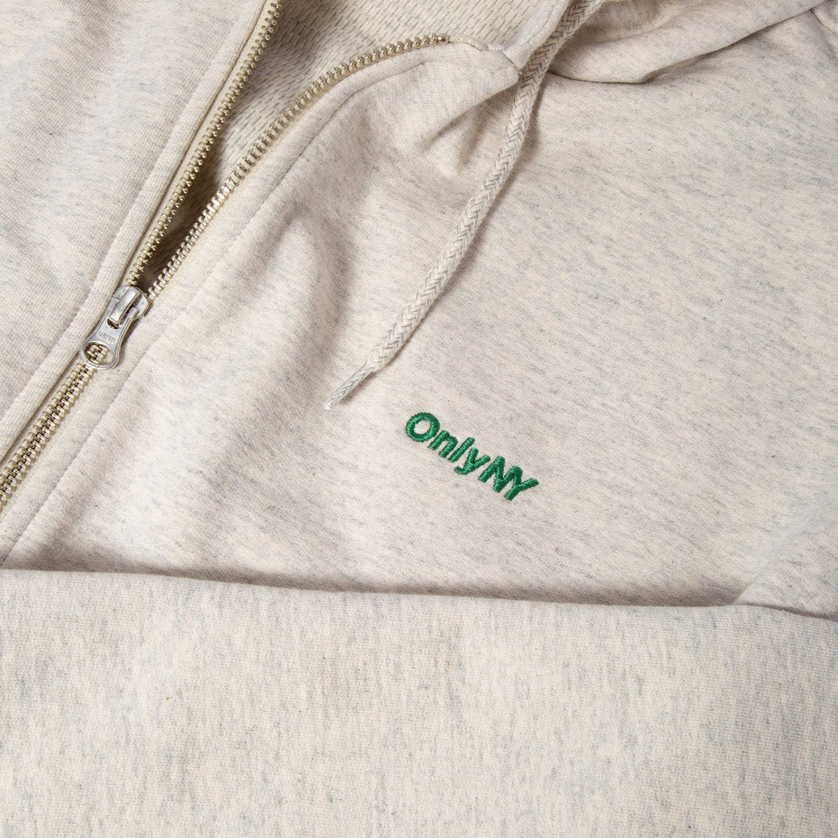 Only NY Thermal Waffle Lined Zip Hoodie Oatmeal Heather - SWEATERS - Canada