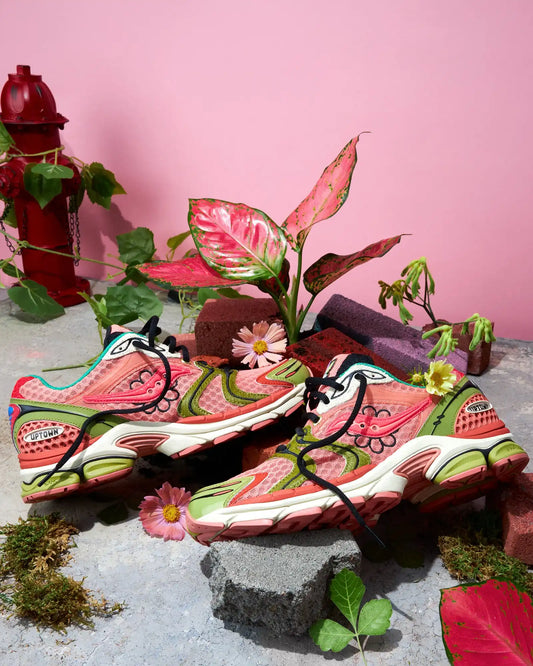 pink green floral shoe black laces designed nike 533x