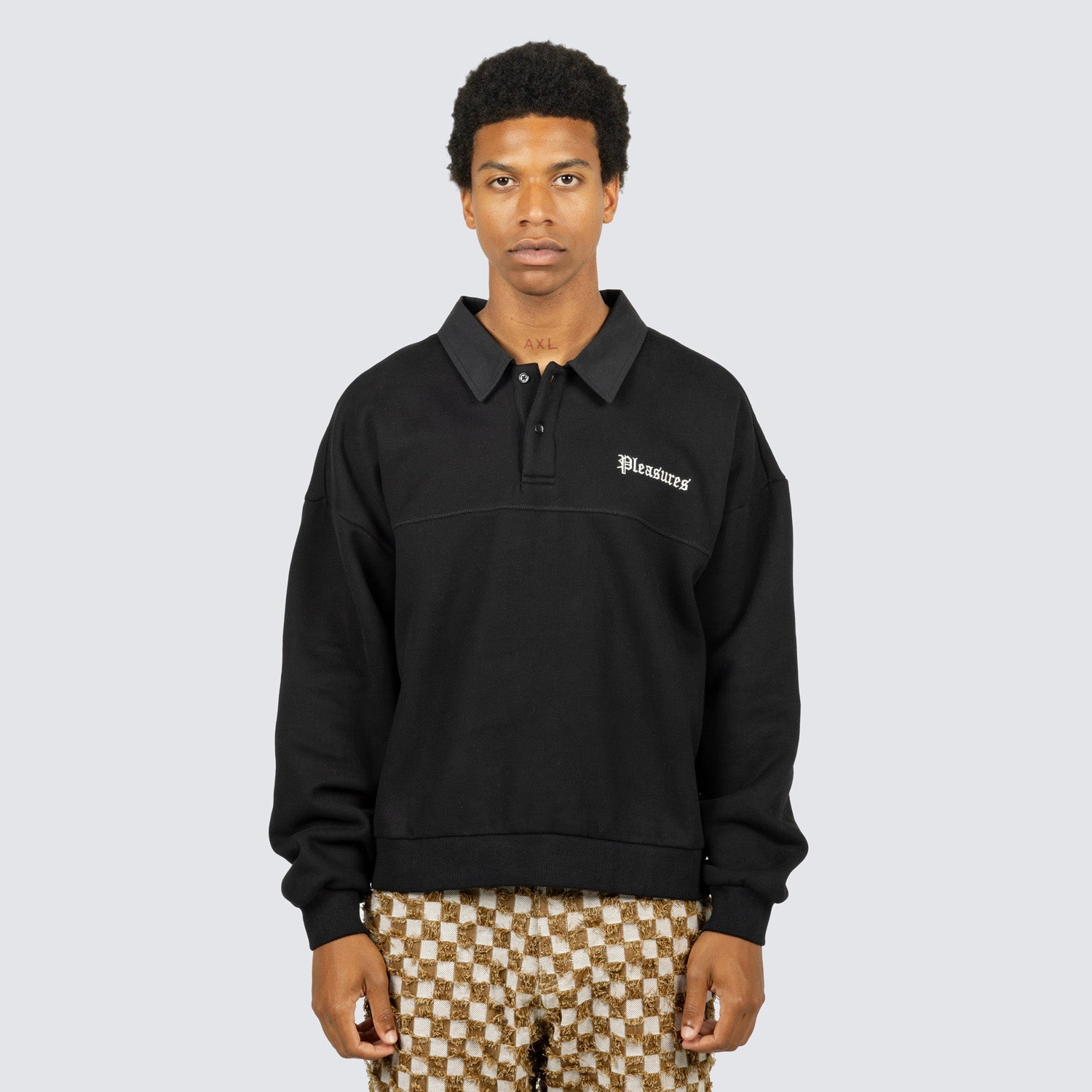 Pleasures Men Tweak Polo Sweatshirt Black (Solestop.com)