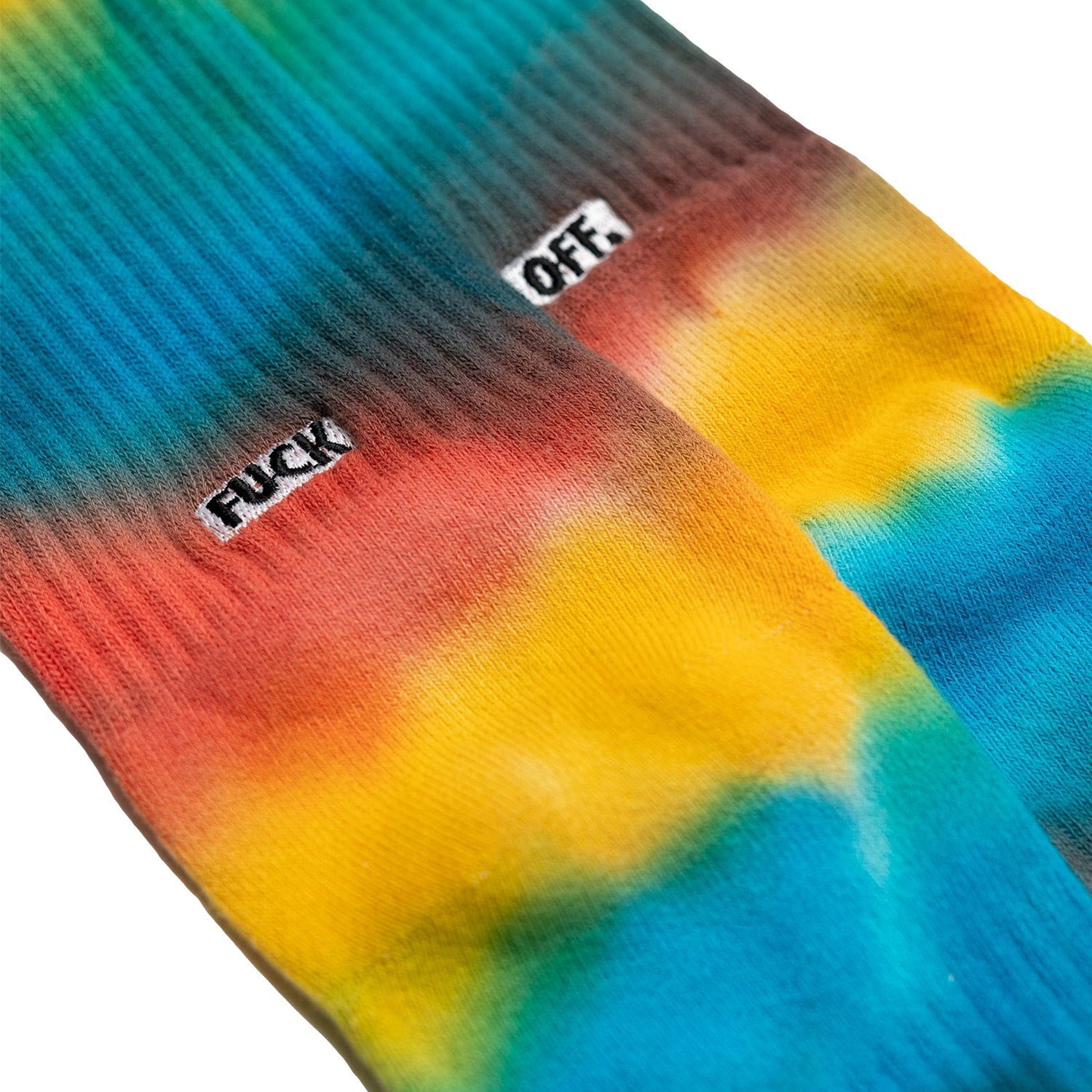 Raised By Wolves Fuck Off Crew Socks Rainbow - ACCESSORIES - Canada