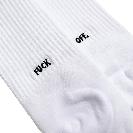 Raised By Wolves Fuck Off Crew Socks White - ACCESSORIES - Canada