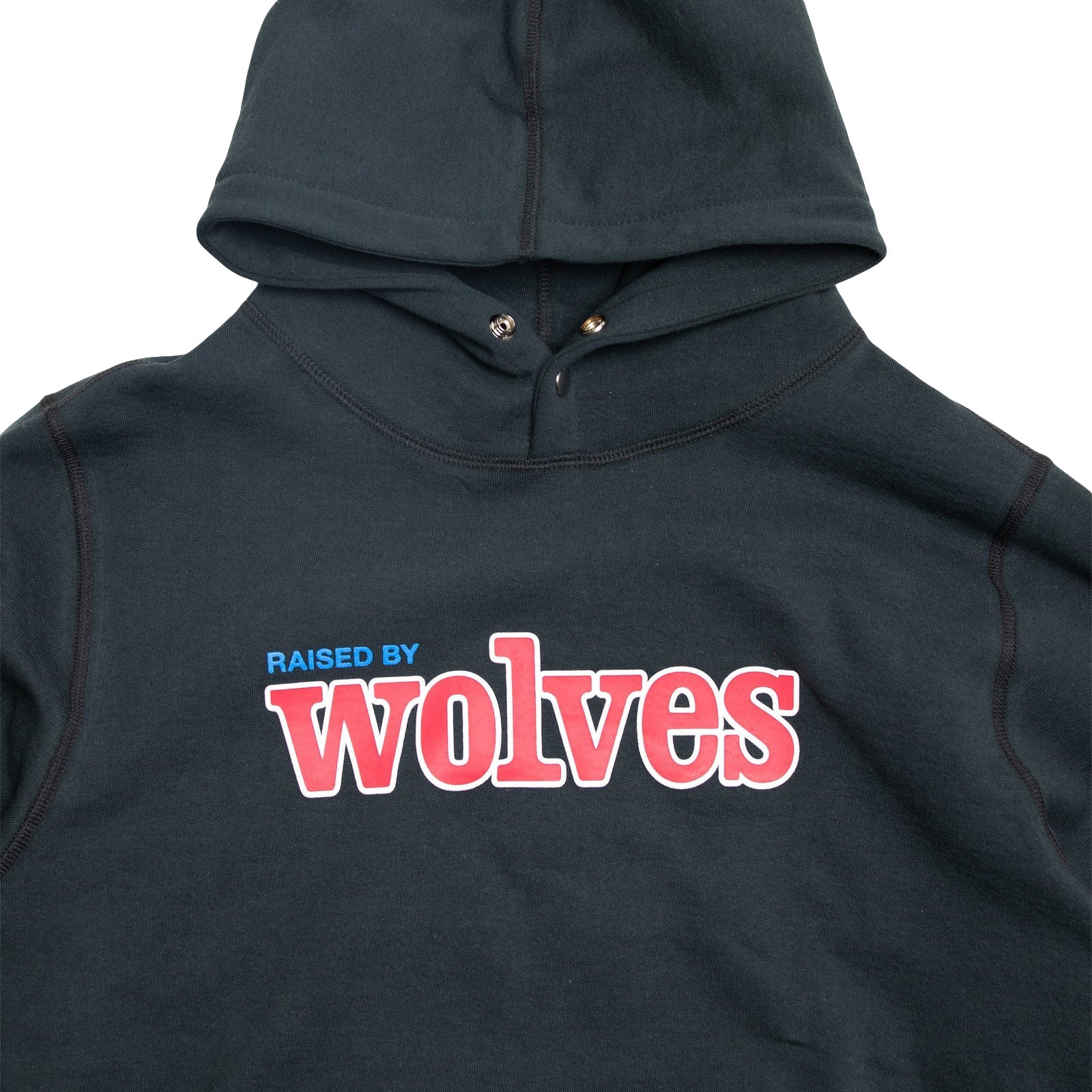 Raised By Wolves Team Lettering Snap Hoodie Black - SWEATERS - Canada