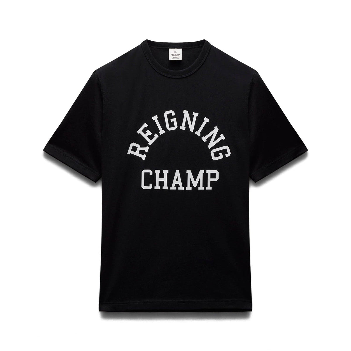 Reigning Champ Men Knit Lightweight Jersey Arch Logo T-Shirt Black White - T-SHIRTS - Canada