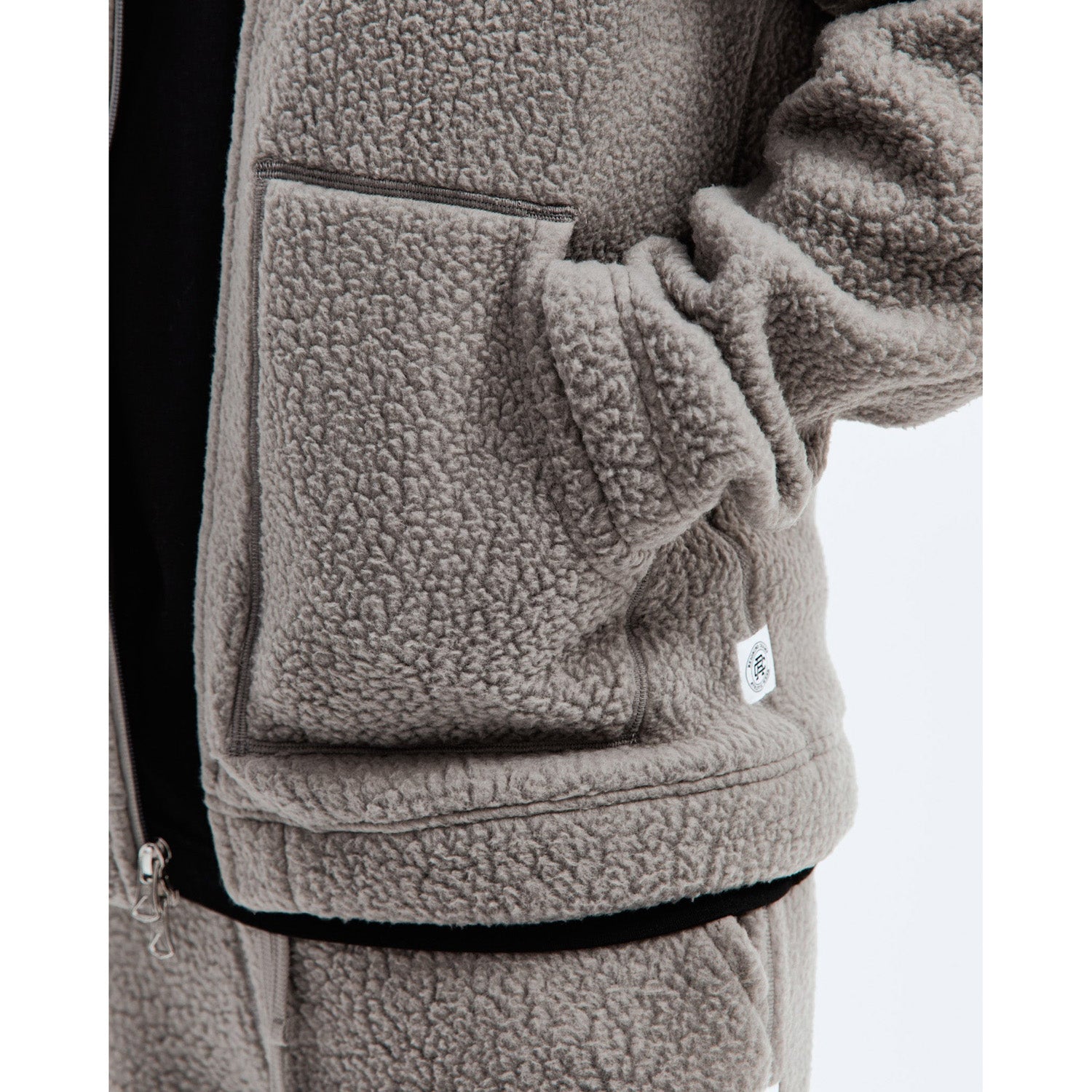 Reigning Champ Men Knit Polartec Sherpa Fullzip Hoodie Quarry RC-3834-QUA - SWEATERS - Canada