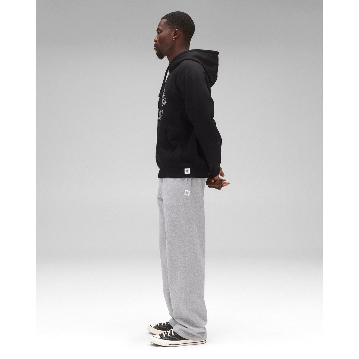 Reigning Champ Men Midweight Terry Arch Logo Hoodie Black White RC-3438-BLW - SWEATERS - Canada