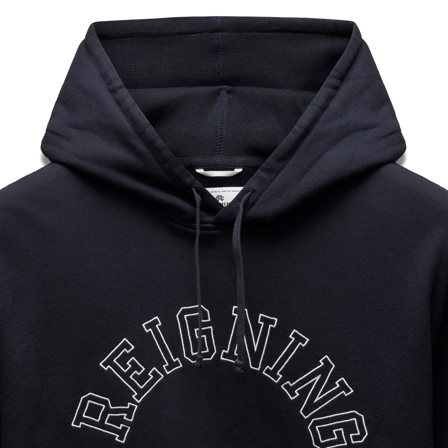 Reigning Champ Men Midweight Terry Arch Logo Hoodie Navy White RC-3438-NAW - SWEATERS - Canada
