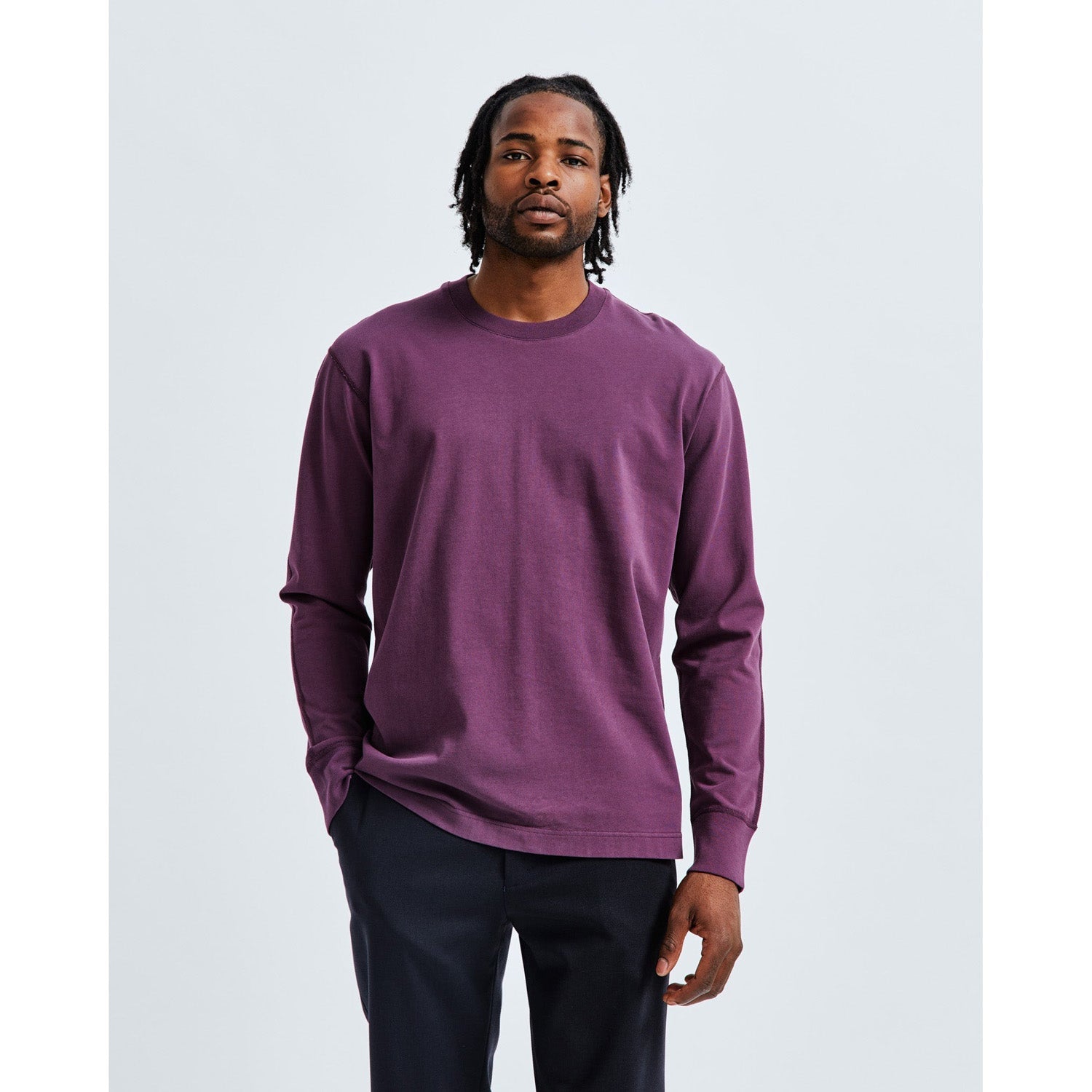 Reigning Champ Mid Wt Jersey Long Sleeve Aubergine RC-2222-AUB - T-SHIRTS - Canada